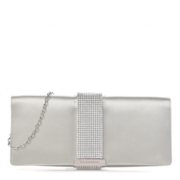 RARE Authentic Dolce & Gabbana Miss Sparkle Crystal Embellished Satin Clutch - Picture 1 of 6